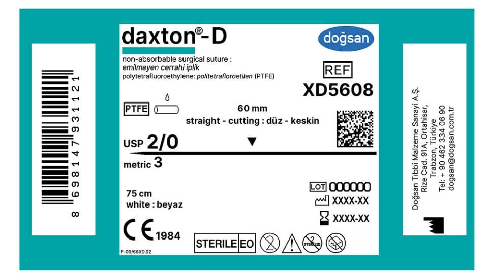 Daxton-D 2/0 60 düz keskin(▼),75cm,byz