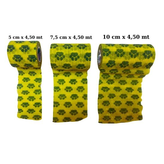 Kendinden Yapışkanlı Pati Desenli Bandaj Sarı 5 cm x 4,5 mt