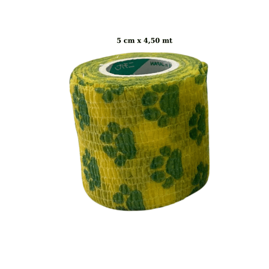 Kendinden Yapışkanlı Pati Desenli Bandaj Sarı 5 cm x 4,5 mt