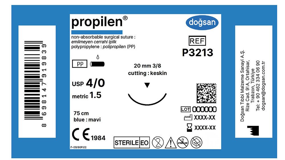 Propilen 4/0 20 3/8 keskin(▼),75cm