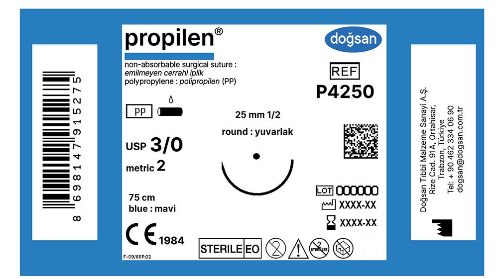 Propilen 3/0 25 1/2 yuvarlak,75cm
