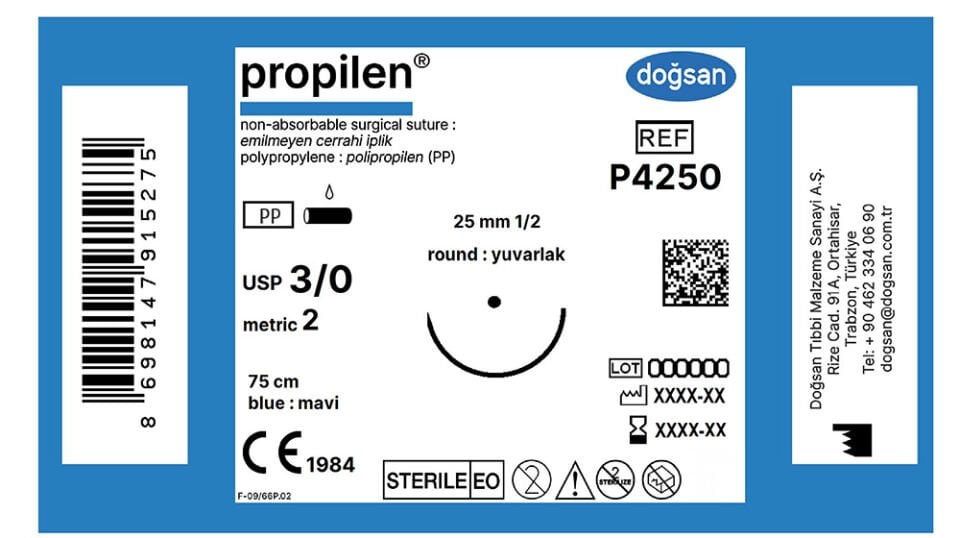 Propilen 3/0 25 1/2 yuvarlak,75cm