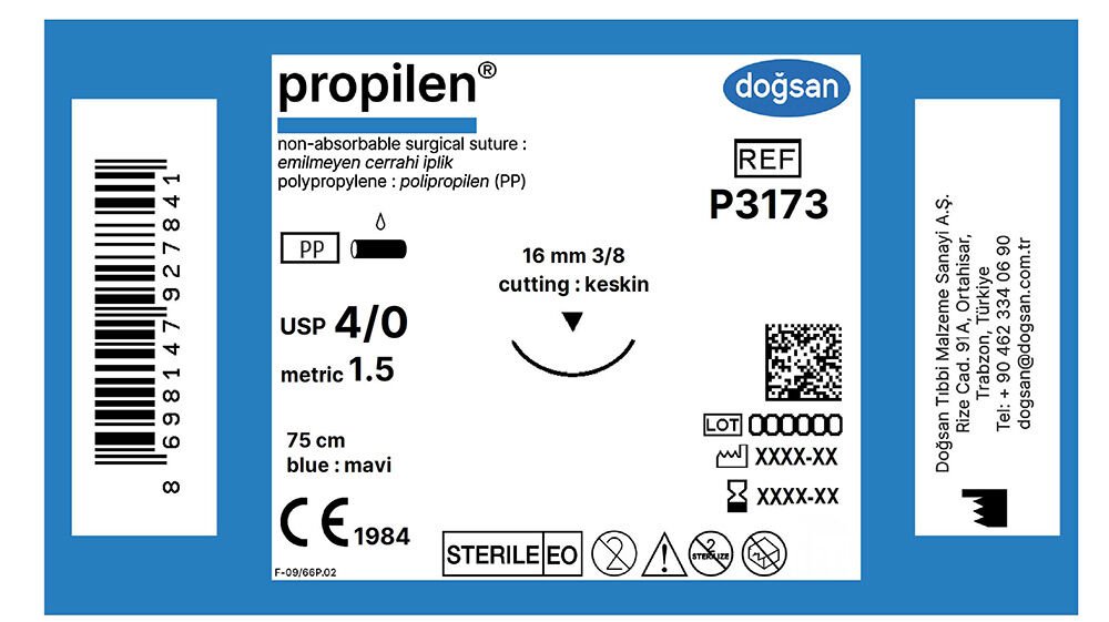 Propilen 4/0 16 3/8 keskin(▼),75cm