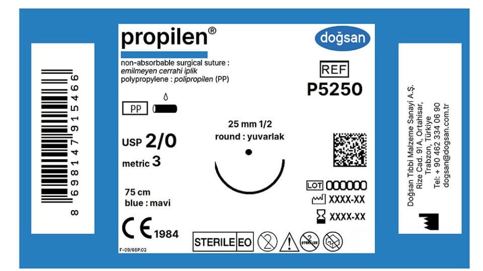 Propilen 2/0 25 1/2 yuvarlak,75cm