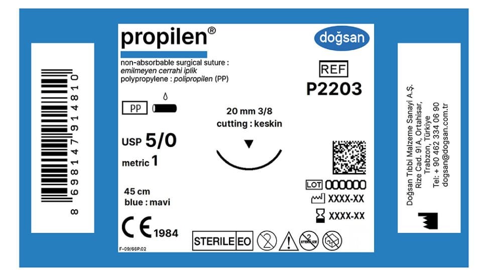 Propilen 5/0 20 3/8 keskin(▼),75cm