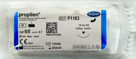 Propilen 6/0 16 3/8 keskin(▼),45cm