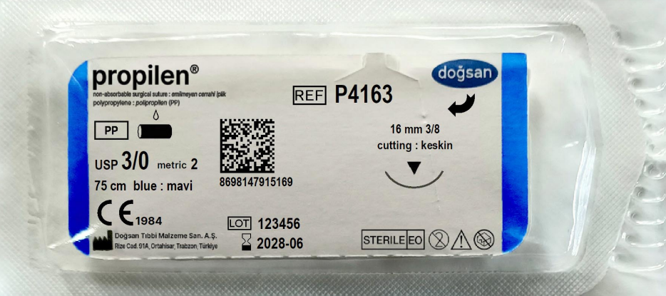 Propilen 3/0 16 3/8 keskin(▼),75cm