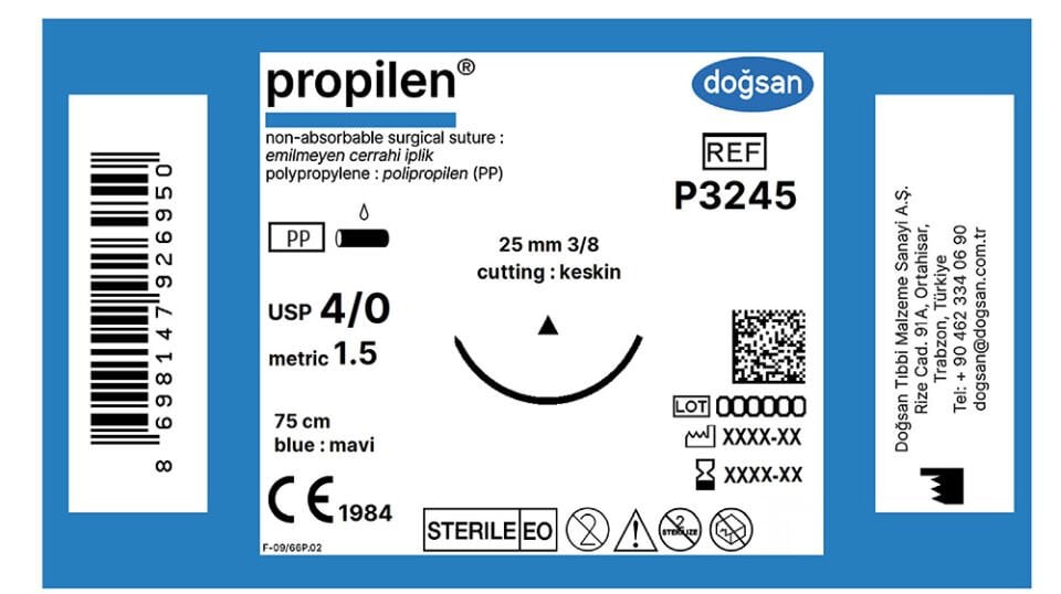 Propilen 4/0 25 3/8 keskin(Δ),75cm