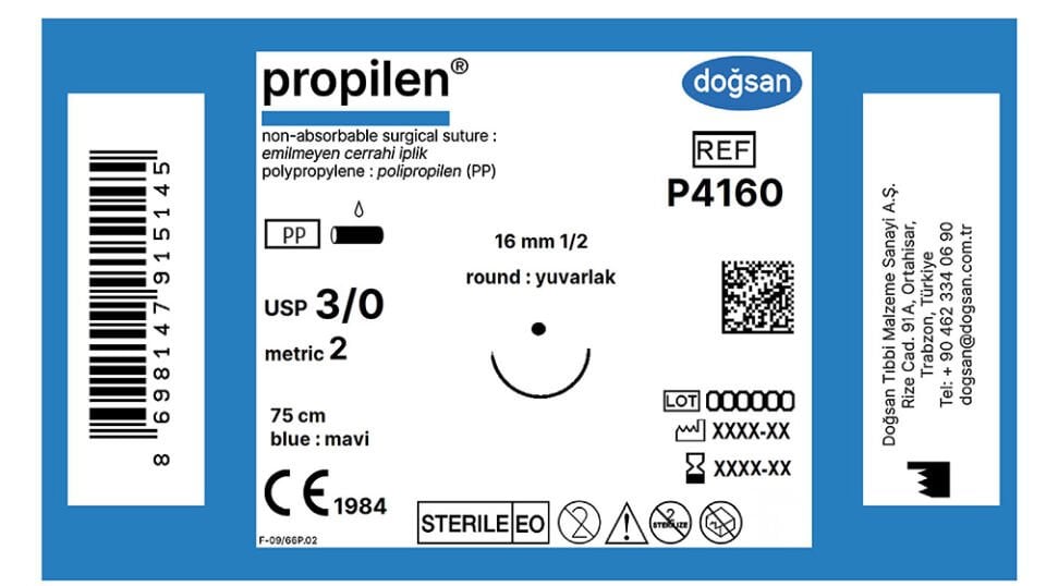 Propilen 3/0 16 1/2 yuvarlak,75cm