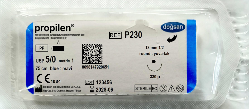 Propilen 5/0 13 1/2 yuvarlak,330µ,75cm