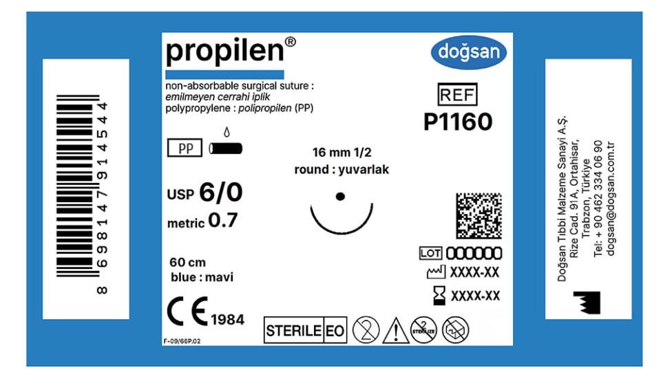 Propilen 6/0 16 1/2 yuvarlak,60cm