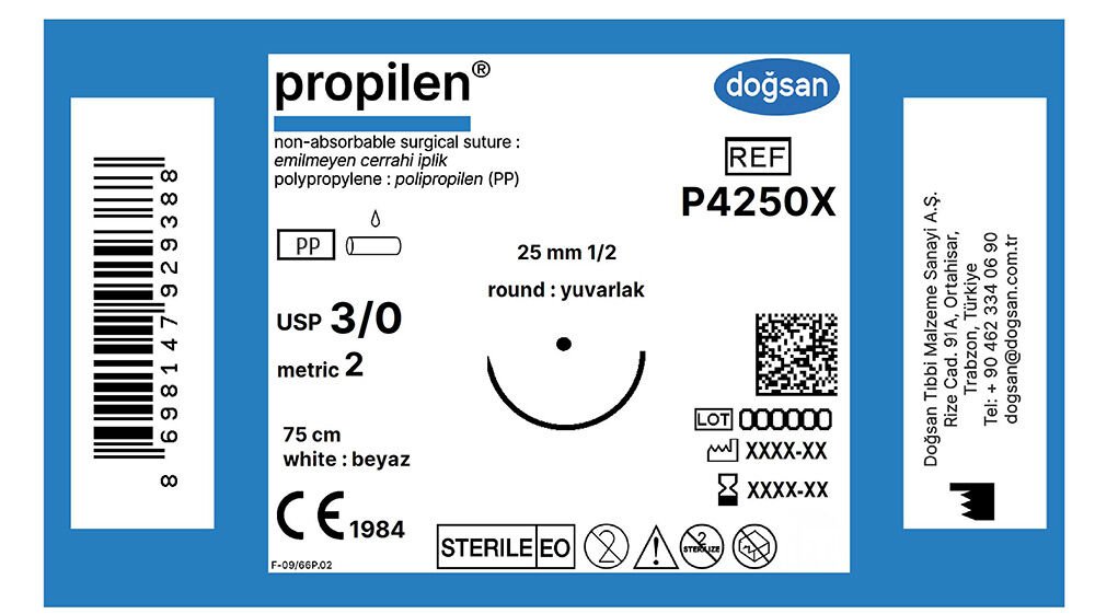 Propilen beyaz 3/0 25 1/2 yuvarlak,75cm