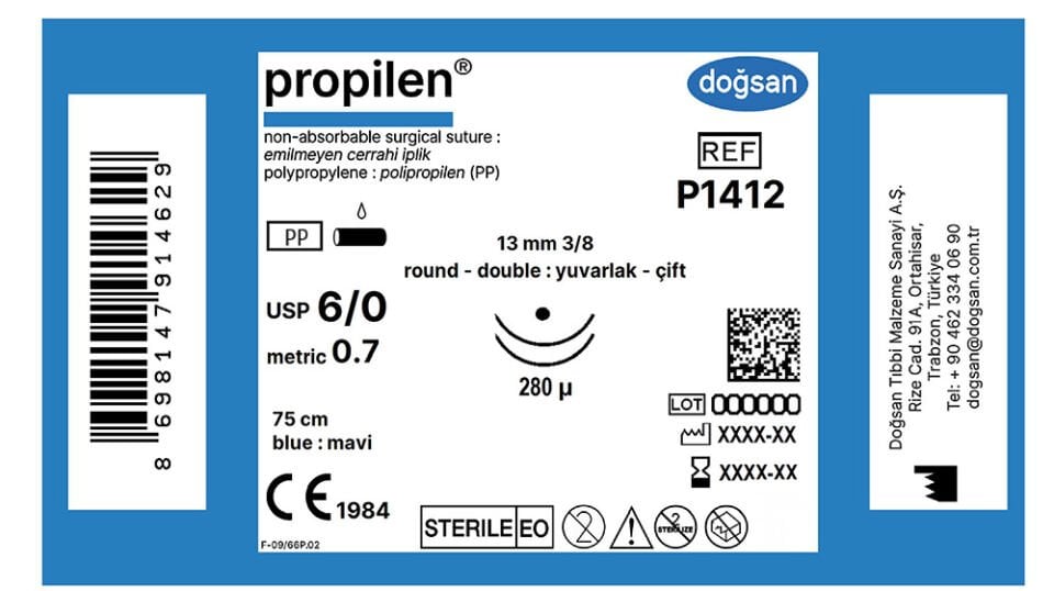 Propilen 6/0 13 3/8 yuv(çft),280µ,75cm