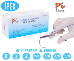 Cerrahi İpek (Emilemeyen) 75 CM İplik İğneli 12'li