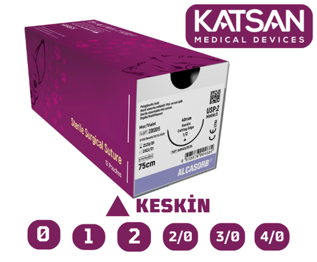 KATSAN ALCASORB Cerrahi PGA ( Emilebilir) 75 cm 12'li Paket