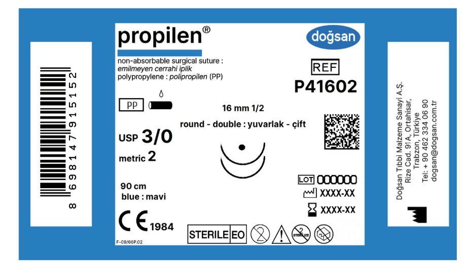 Propilen 3/0 16 1/2 yuv(çft),90cm