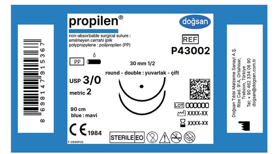 Propilen 3/0 30 1/2 yuv(çft),90cm