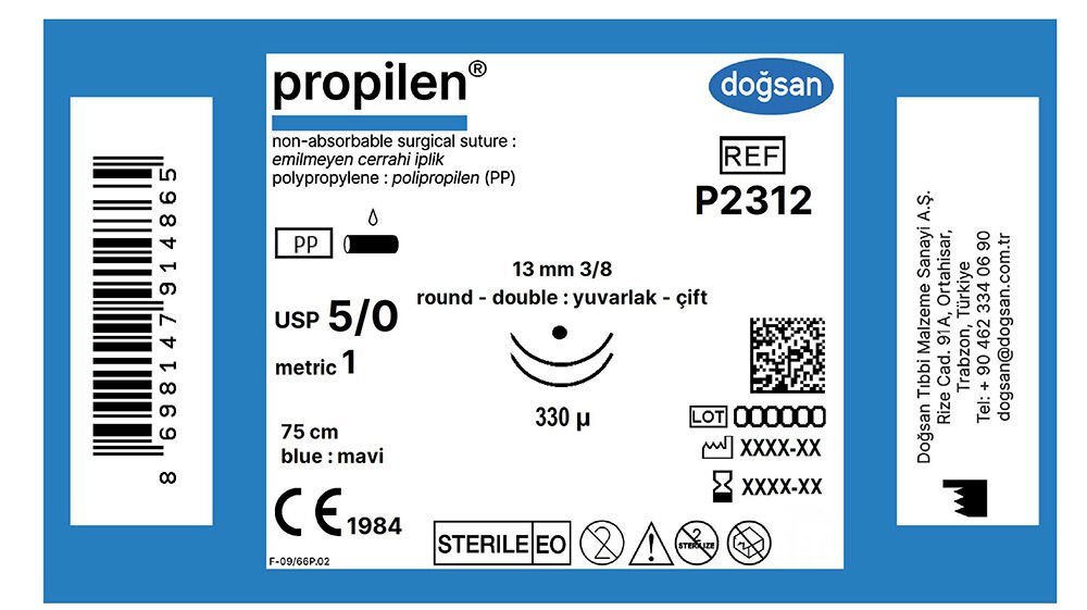 Propilen 5/0 13 3/8 yuv(çft),330µ,75cm