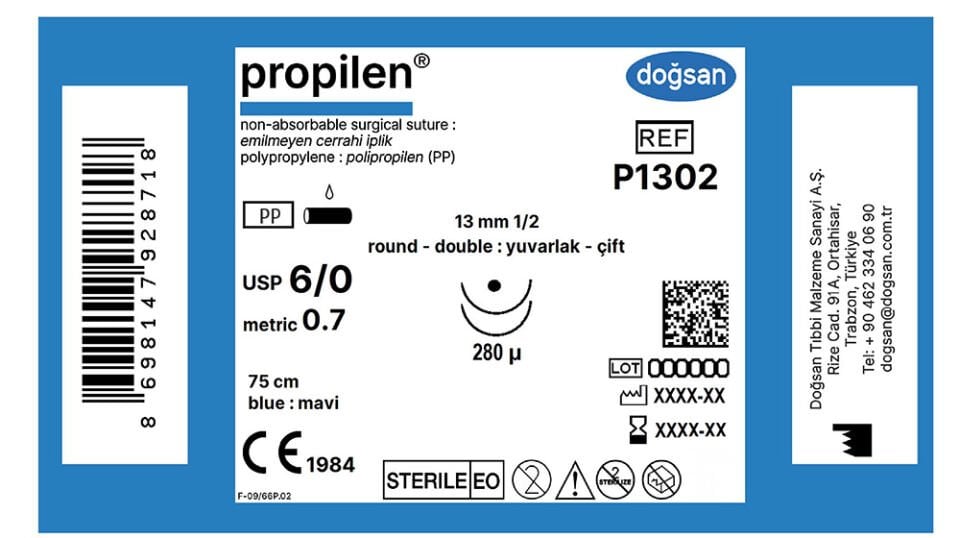 Propilen 6/0 13 1/2 yuv(çft),280µ,75cm