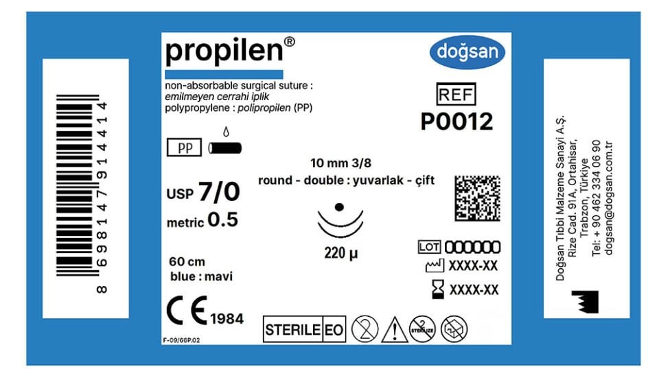 Propilen 7/0 10 3/8 yuv(çft),220µ,60cm