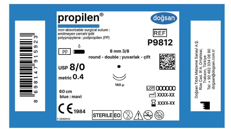 Propilen 8/0 8 3/8 yuv(çft),160µ,60cm