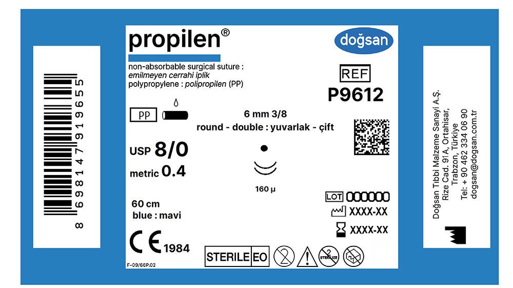 Propilen 8/0 6 3/8 yuv(çft),160µ,60cm