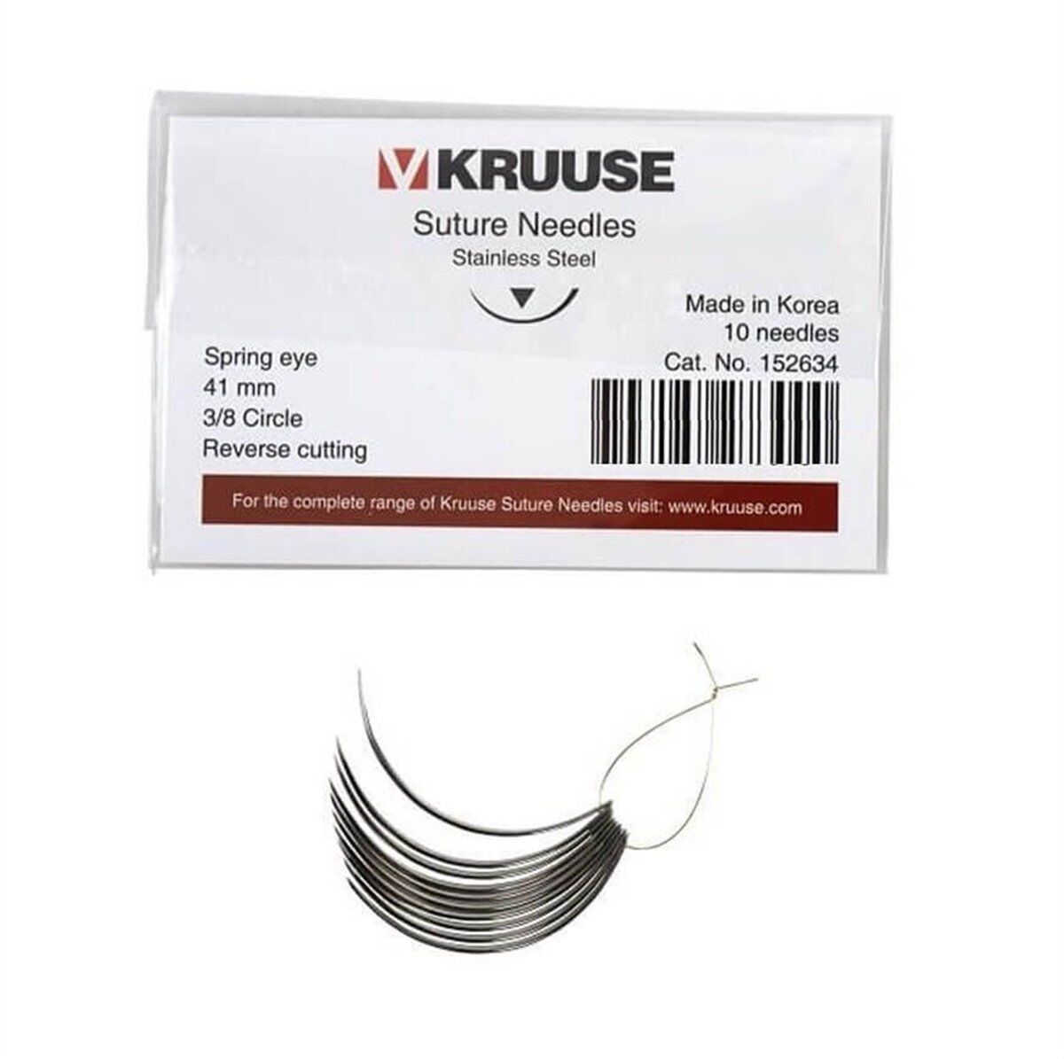 Kruuse Sütür İğnesi Spring 3/8 Keskin 41 MM 10'lu Paket