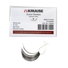 Kruuse Sütür İğnesi Spring 3/8 Keskin 41 MM 10'lu Paket