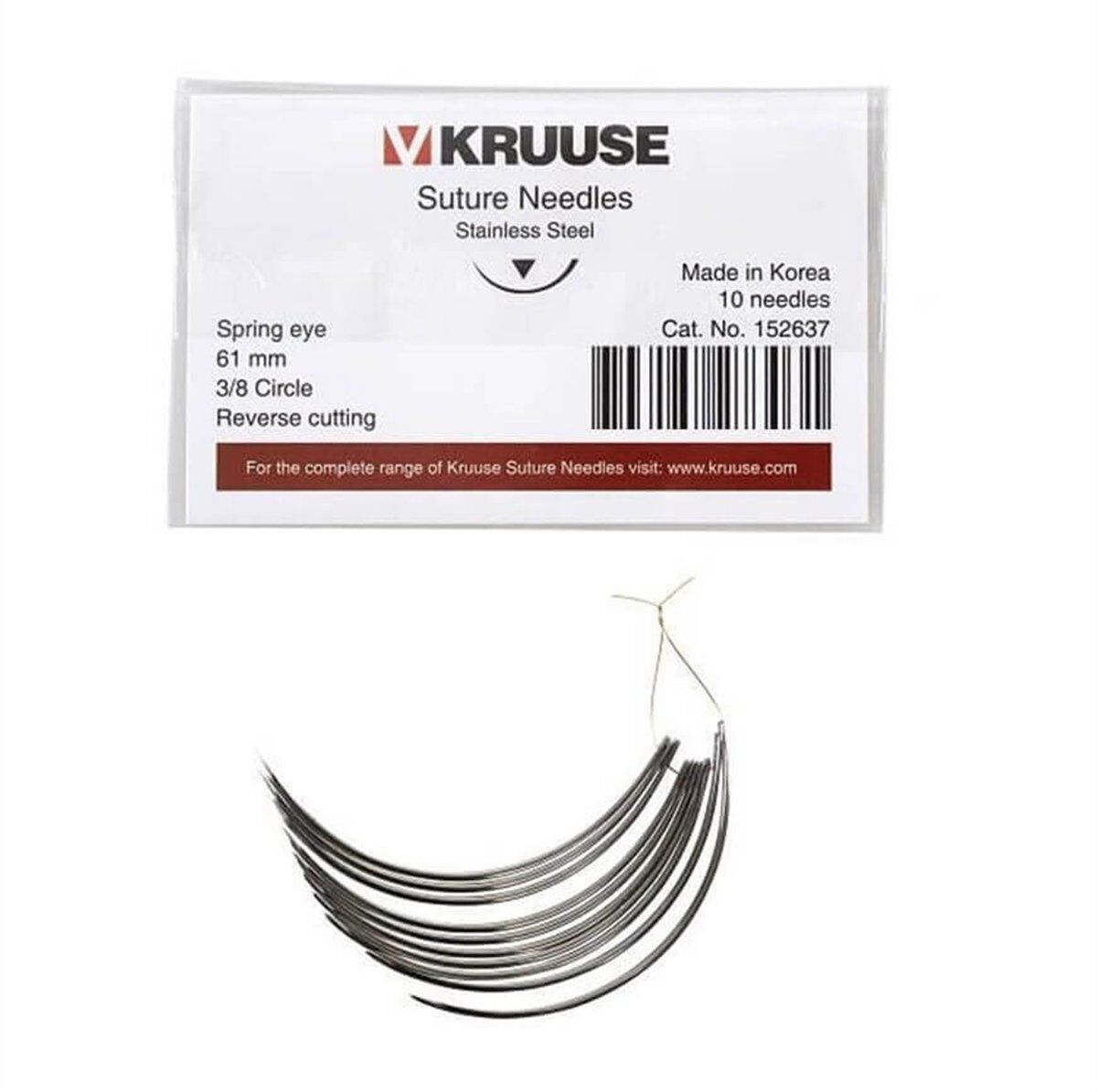 Kruuse Sütür İğnesi Spring 3/8 Keskin 61 MM 10'lu Paket