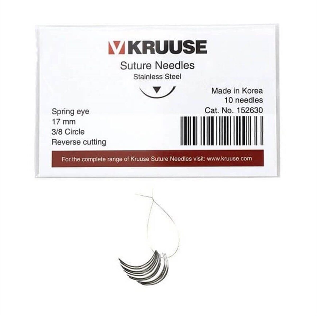 Kruuse Sütür İğnesi Spring 3/8 Keskin 17 MM 10'lu Paket