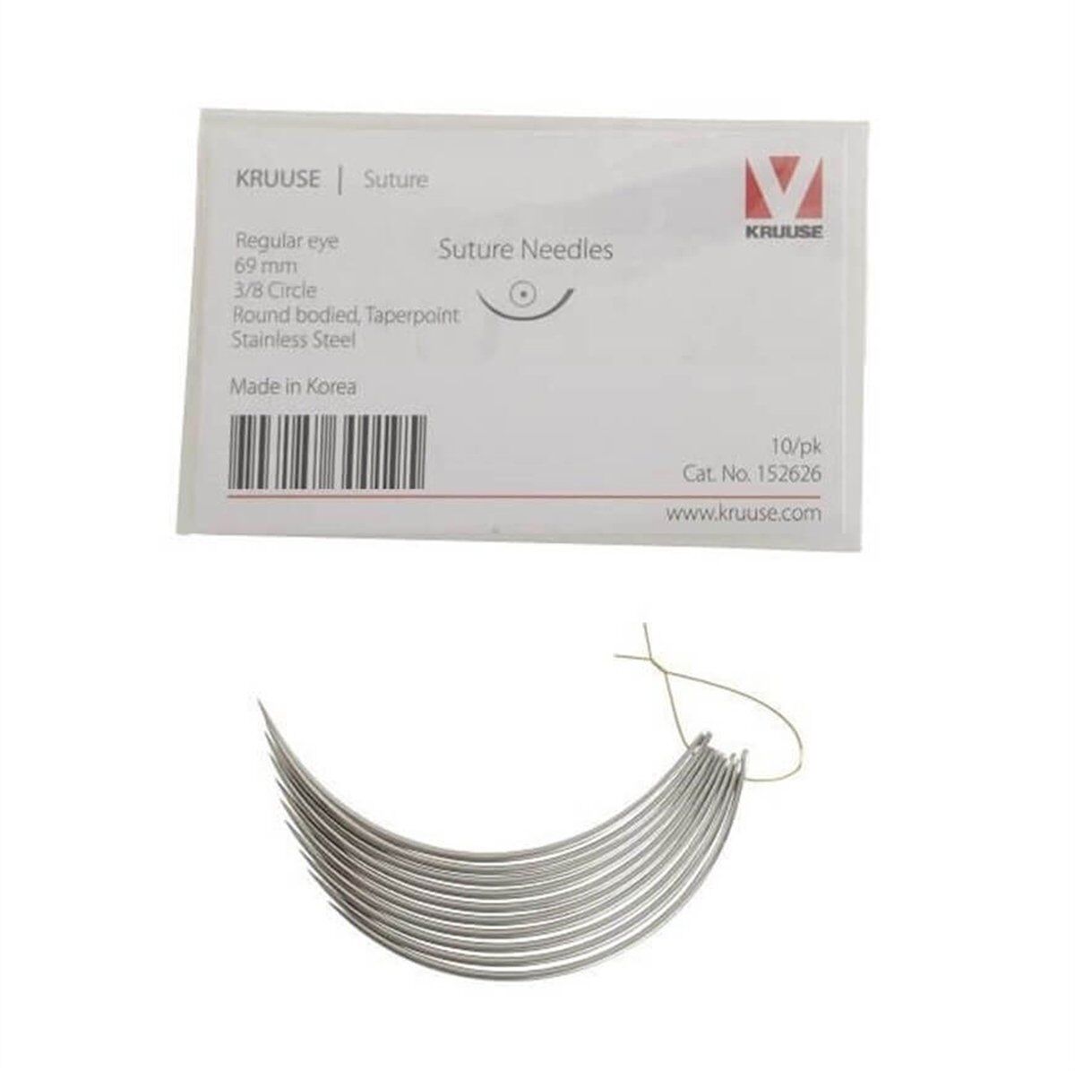 Kruuse Sütür İğnesi Regular 3/8 Yuvarlak İğneli 69 MM 10'lu Paket