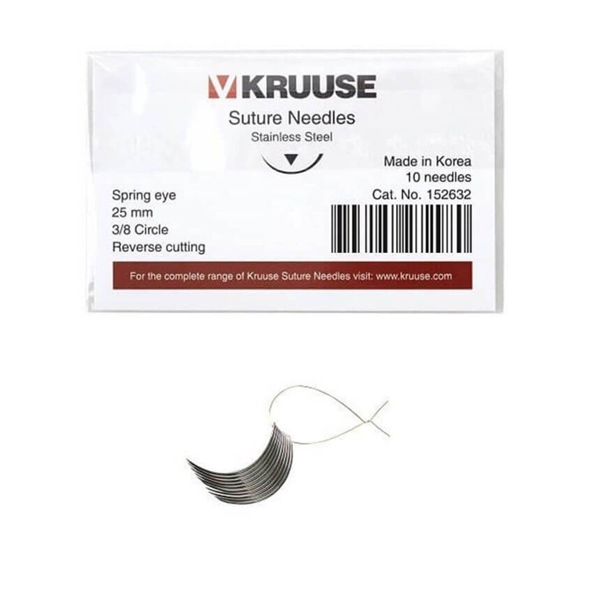 Kruuse Sütür İğnesi Spring 3/8 Keskin 25 MM 10'lu Paket
