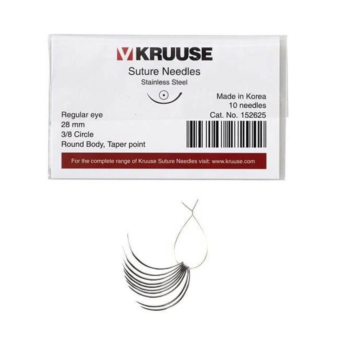 Kruuse Sütür İğnesi Regular 3/8 Yuvarlak İğneli 28 MM 10'lu Paket
