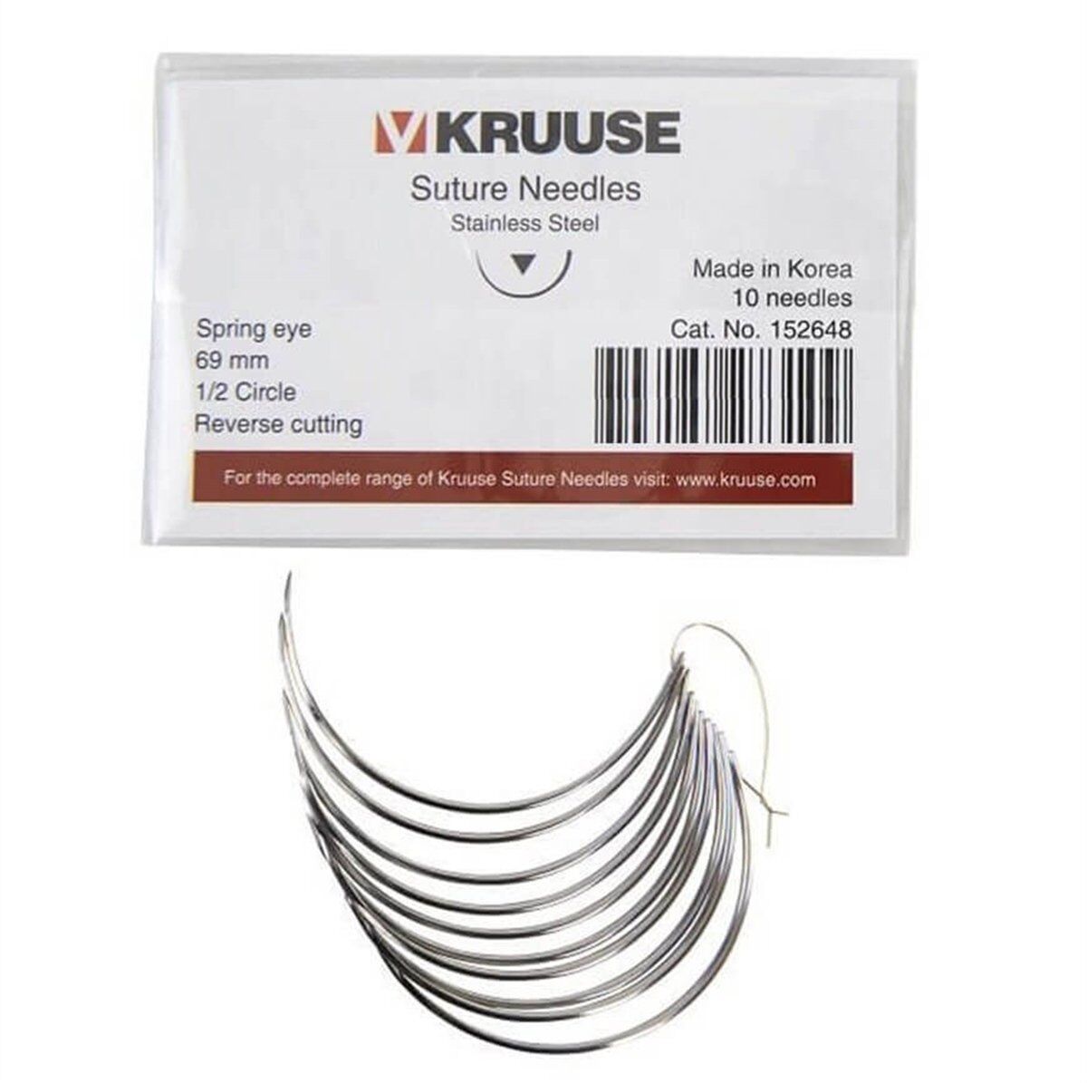 Kruuse Sütür İğnesi Spring 1/2 Keskin 69 MM 10'lu Paket