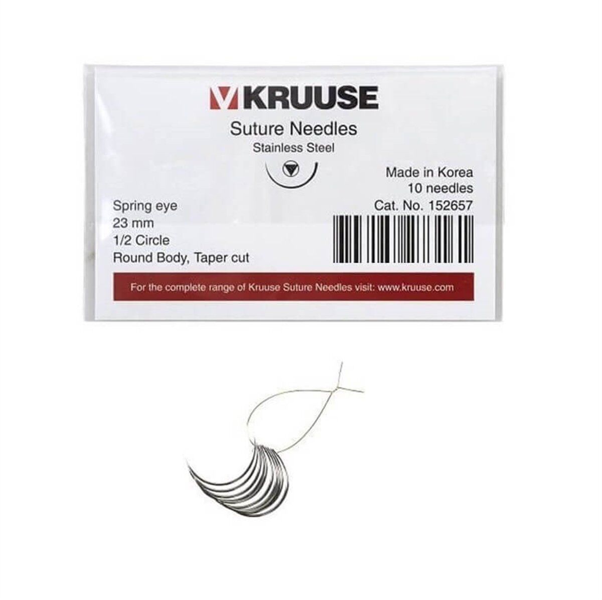 Kruuse Sütür İğnesi Spring 1/2 Yuvarlak İğneli 23 MM 10'lu Paket