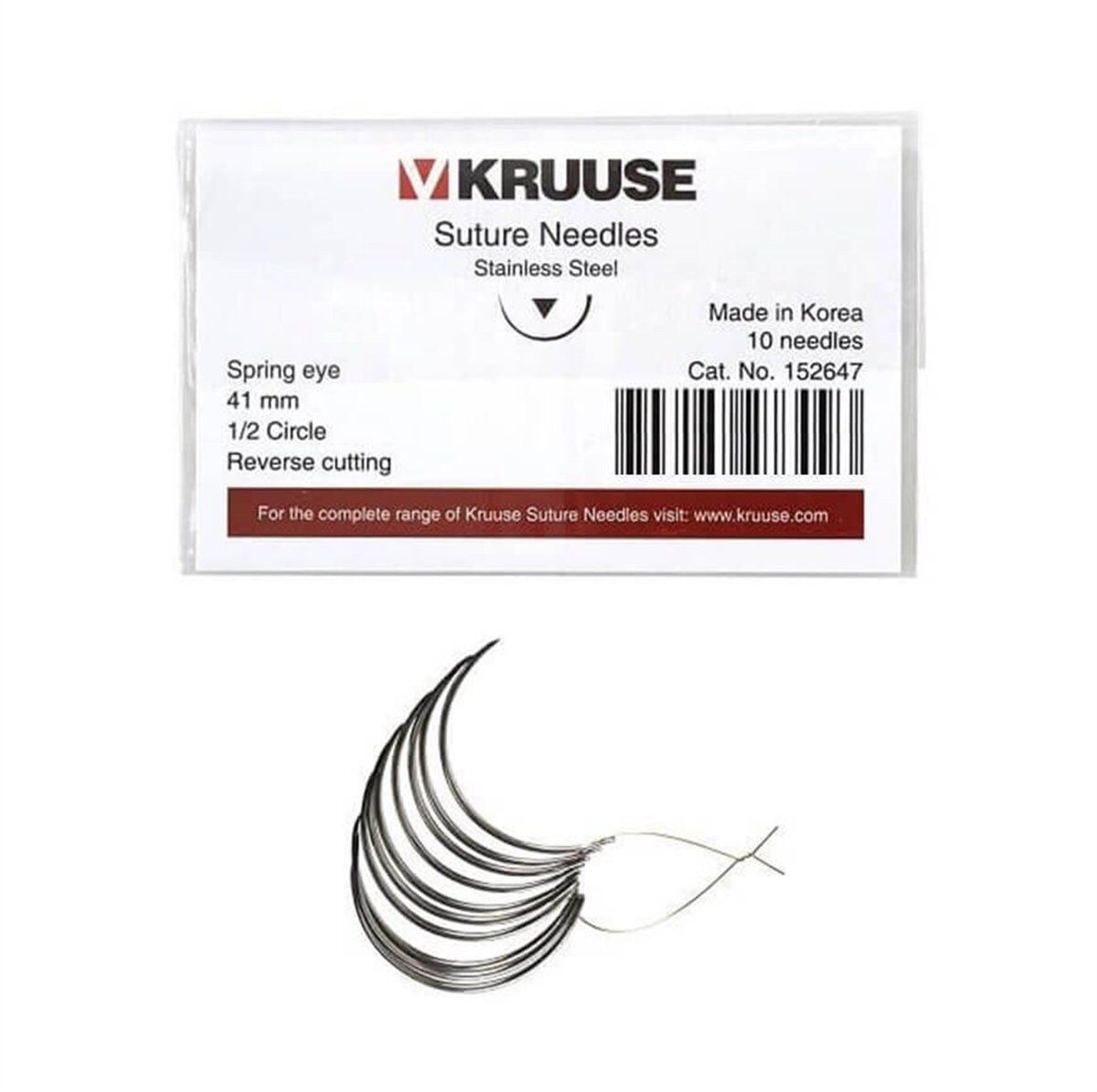 Kruuse Sütür İğnesi Spring 1/2 Keskin 41 MM 10'lu Paket