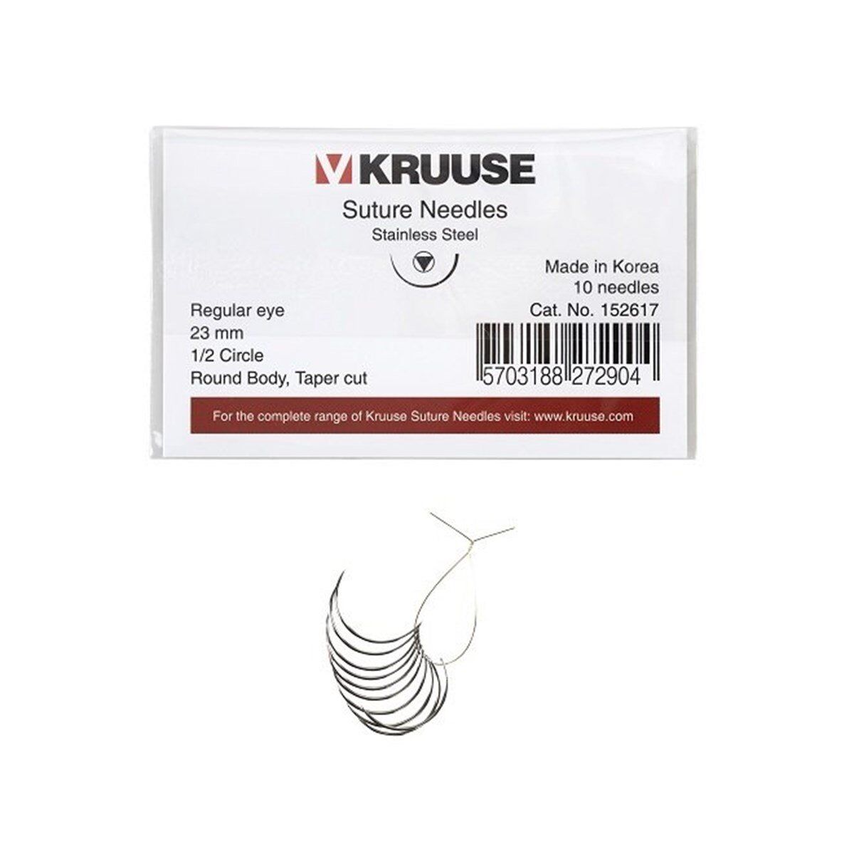 Kruuse Sütür İğnesi Regular 1/2 Keskin İğneli 23 MM 10'lu Paket
