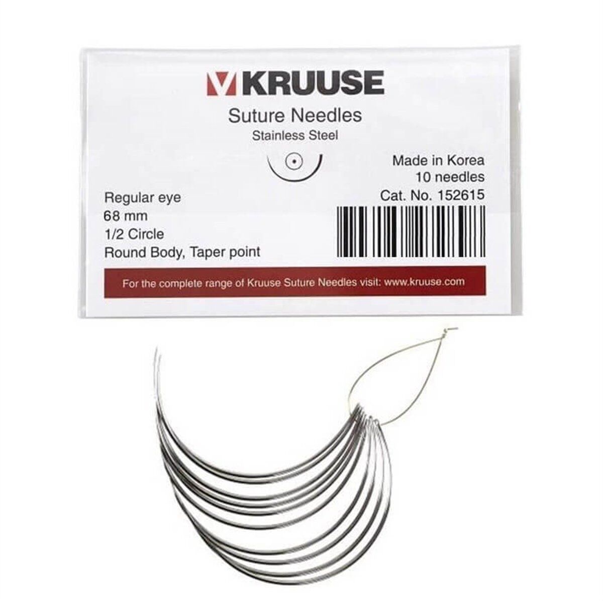 Kruuse Sütür İğnesi Regular 1/2 Yuvarlak İğneli 68 MM 10'lu Paket