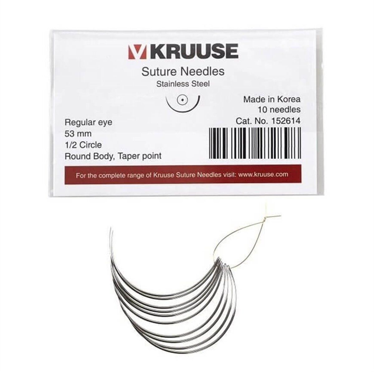 Kruuse Sütür İğnesi Regular 1/2 Yuvarlak İğneli 53 MM 10'lu Paket