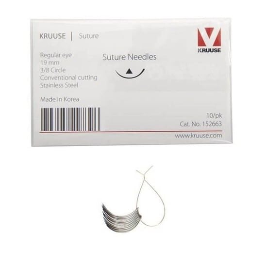 Kruuse Sütür İğnesi Regular 3/8 Keskin 19 MM 10'lu Paket