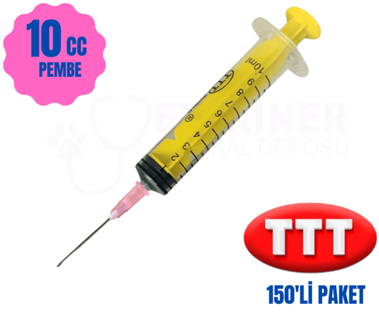 TTT 10 CC 3 Parça (Contalı) Pembe Uçlu Enjektör 150 lü Paket