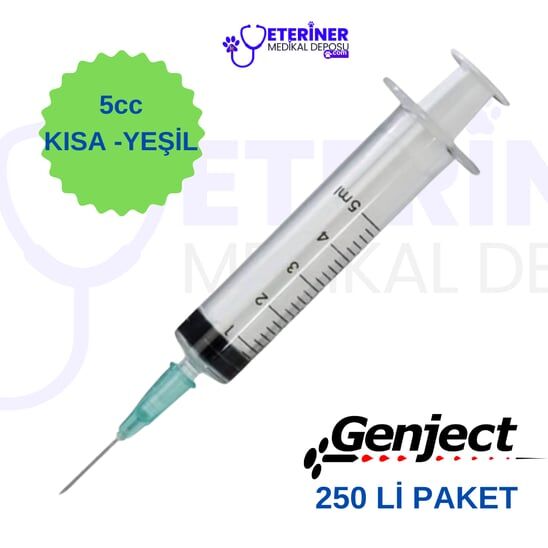 Genject 5 CC 3 Parça (CONTALI) Kısa Yeşil Enjektör 250'li Paket