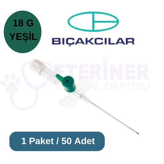 Bıçakçılar Branül (ıntraket) 50 li Paket 18 G Yeşil