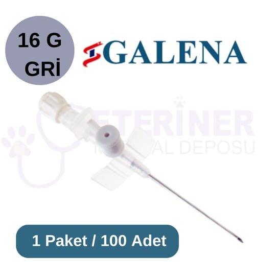 Galena Branül (ıntraket) 100 lü Paket 16G Gri