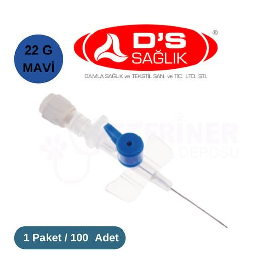Damla Sağlık Branül (ıntraket) 100 lü Paket 22 G Mavi