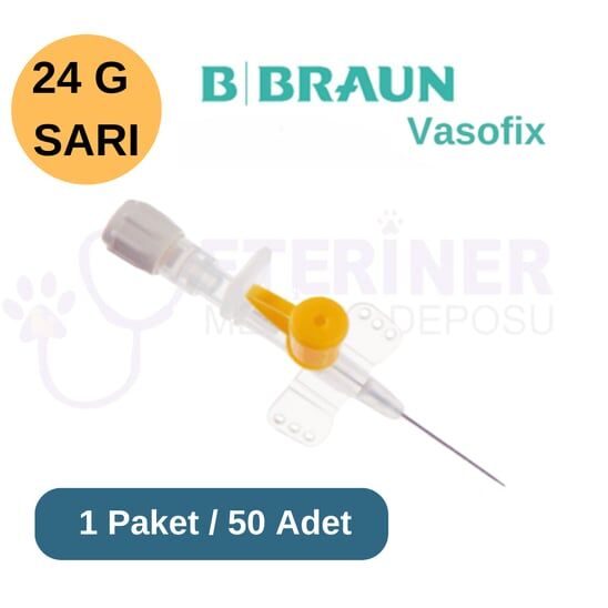 Braun Vasofix Branül (ıntraket) 50 lü Paket 24G Sarı