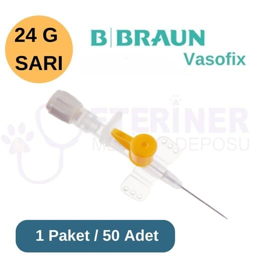 Braun Vasofix Branül (ıntraket) 50 lü Paket 24G Sarı