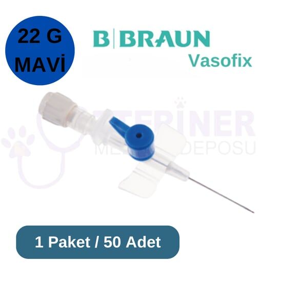 Braun Vasofix Branül (ıntraket) 50 lü Paket 22G Mavi