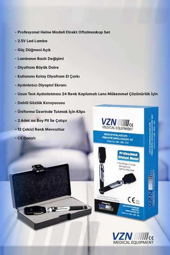 VZN Heine Dizayn Fiber Optik Oftalmaskop Set VZN-OPS-214