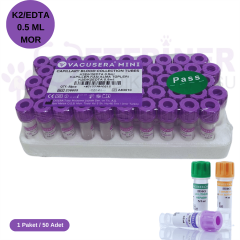 Vakumlu K2 Edtalı Tüp 0,5 ML (Pediatrik) (Mor Kapak) 50 li Paket